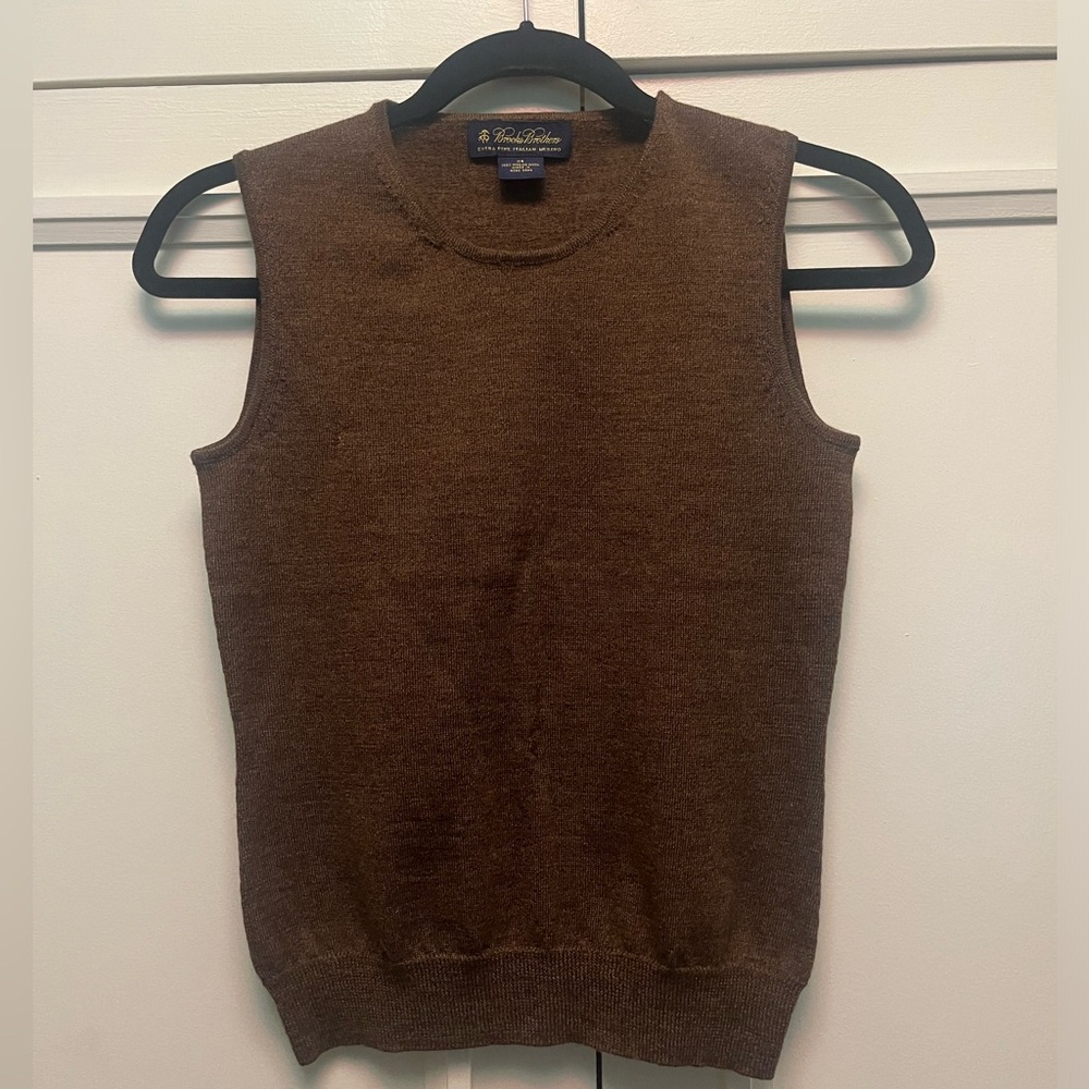 Brooks Brothers Brown Merino Wool Sweater Vest Size XS